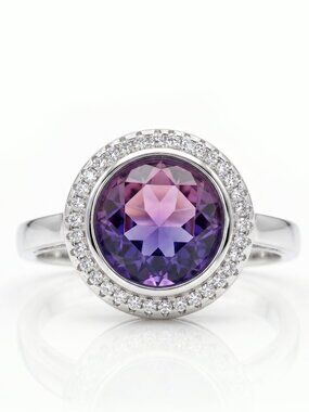 Pink & Purple Round Gemstone Ring, real 925 Sterling Silver Charmed Aroma Size